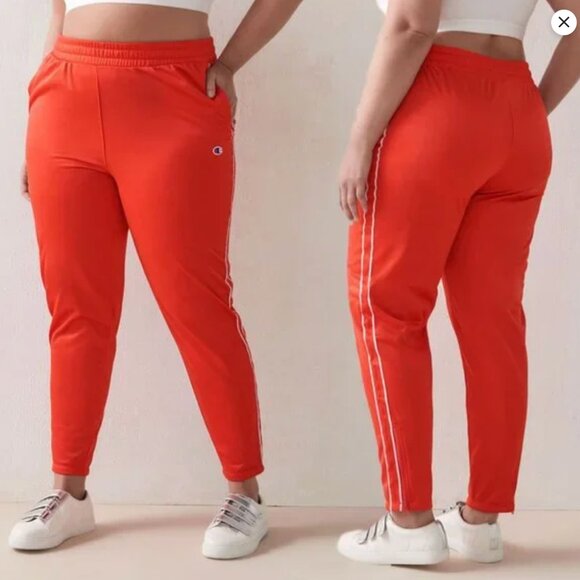 Champion Track Pants Zipper Ankle Red White Stripe Casual Pull On PLUS 3X - Picture 6 of 13